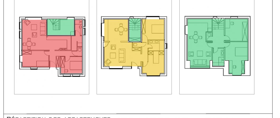 Projet de division d'une maison en 3 appartements Pluvigner design